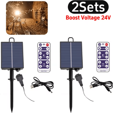 Inspire Curations 24V Solar Panel Controller With Remote For LED String Lights 2sets
