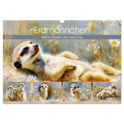 Erdmännchen. Kleine Helden der Savanne (Wandkalender 2027 DIN A3 quer), CALVENDO Monatskalender
