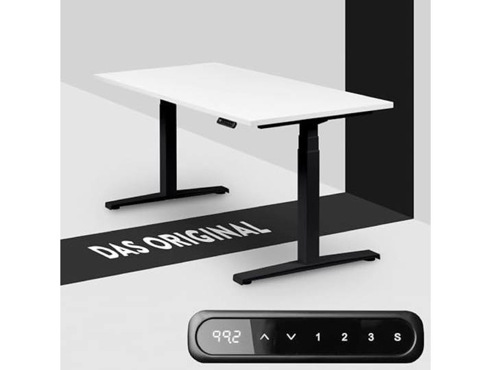 boho office® Basic Line Schreibitsch elektisch höhenverstellbar Basic Line - Tischgestell Schwarz, Tischplatte 120x80 Weiß - ultraschnelle 80 mm/Sek, Memoryfunktion, Kollisionsschutz