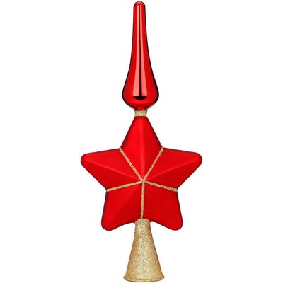 Christbaumspitze MAGIC BY INGE "Merry Red, Weihnachtsdeko rot, Christbaumschmuck", rot (rot, goldfarben), H:29cm, Glas, Weihnachtsbaumschmuck, Weihnachtsbaumschleife Weihnachtsbaumschmuck Weihnachtsanhänger Weihnachtsbaumklammer...