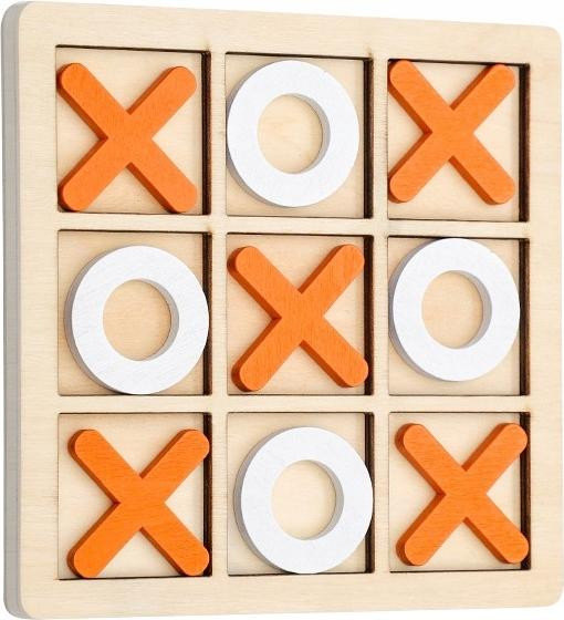 TIC-TACTICS houten Tic-Tac-Toe spel voor kinderen, kleurrijk, 14 x 14 cm, oranje