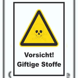 HB-Druck Vorsicht Giftige Stoffe Schild A6 Rückseite selbstklebend