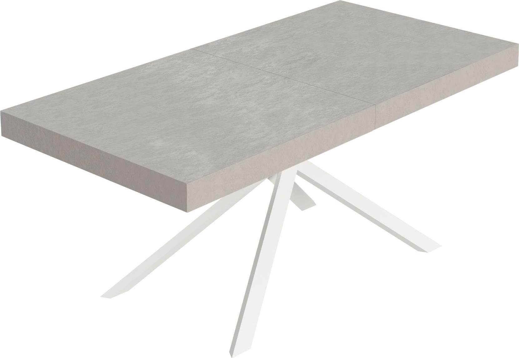 Niket Kaschmir-Ausziehtisch 200/304x90 cm mit weißen Beinen