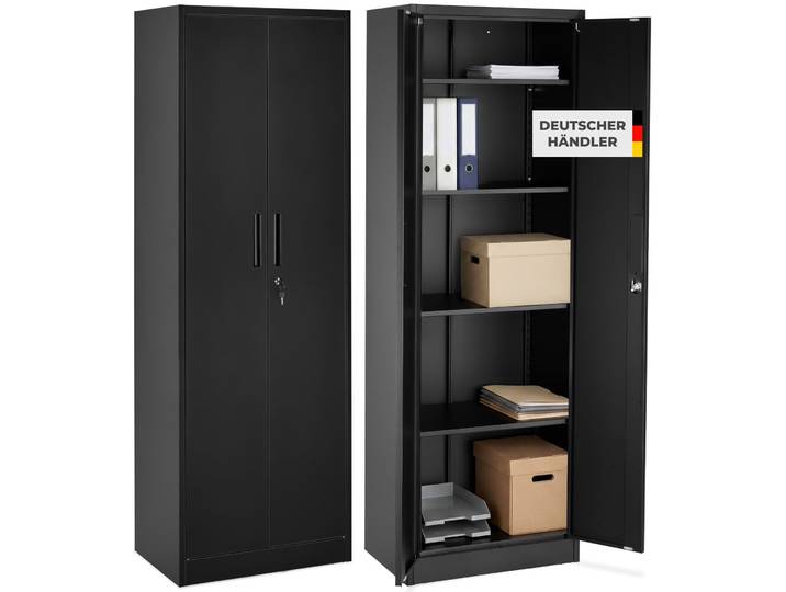 Aktenschrank Brandon, Magnetverschluss, verstellbare Böden - schwarz