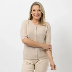ANNA VON GRIESHEIM Bouclé-Cardigan langer 1/2-Arm Knopfleiste leger weit