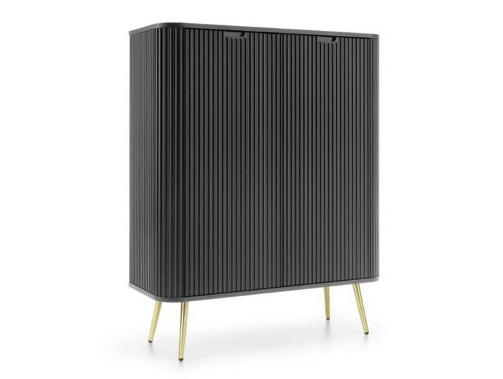 Sepro Meble Kommode Schwarz K103 Hohe Gefräste Goldene Griffe, 103x129x39 cm, Kleinmöbel, Kommoden, Highboards