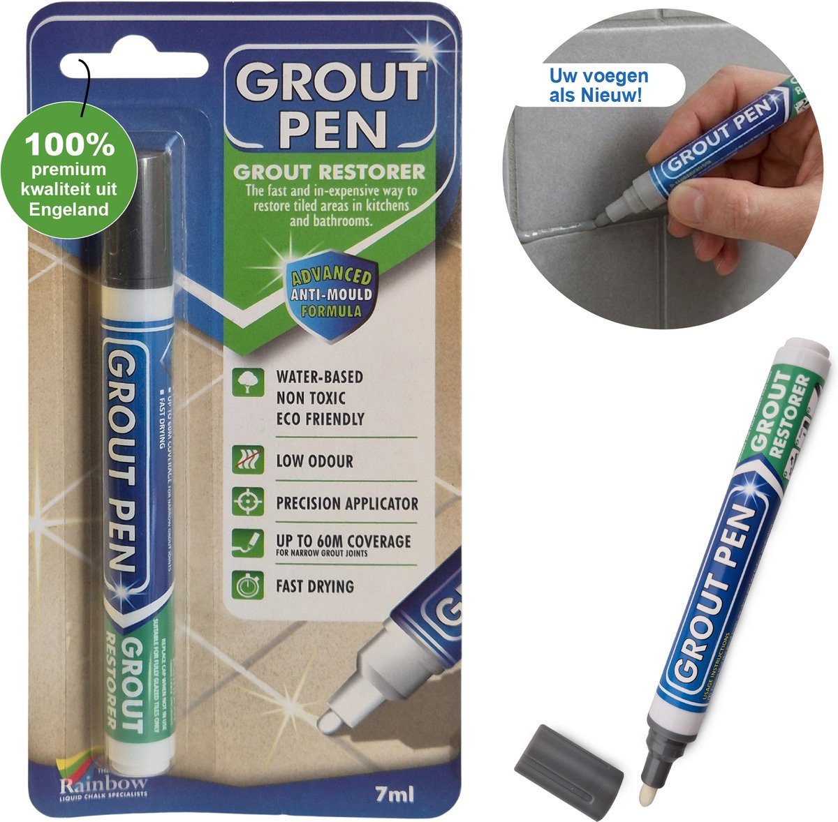 Rainbow Chalk Voegstift Donkergrijs 5mm voor het herstellen en schilderen van tegelvoegen