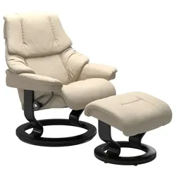Stressless Sessel mit Hocker Reno Classic Leder Beige Batick Cream S (Small)