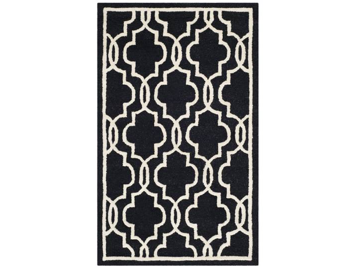 Tapis treillis en laine noir/blanc, 122 x 183 cm
