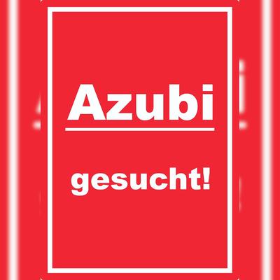 HB-Druck Azubi gesucht Aufkleber mit Text AushängeAufkleber hochkant rot-weiss A6 (105x148mm)