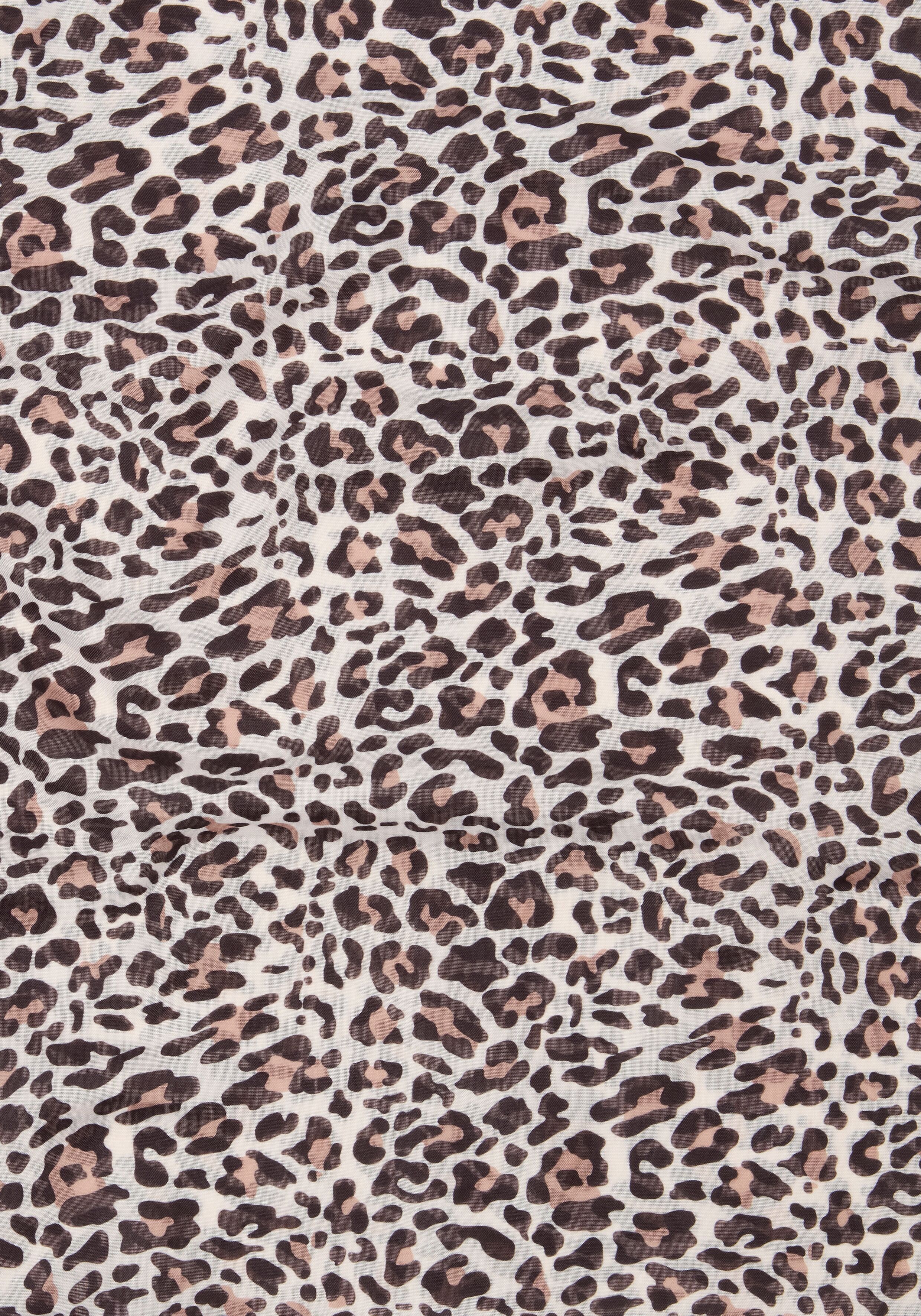 Loop LAURA SCOTT, Damen, braun (weiß, schwarz, hellbraun), Web, Kunstfaser, bedruckt, kontrastfarbene Details, leicht durchscheinend, leicht glänzend, Modetücher Loop, mit Animalmuster, für Herbst- und Wintermode, einlagig, glänzend weiß, schwarz, hellbra