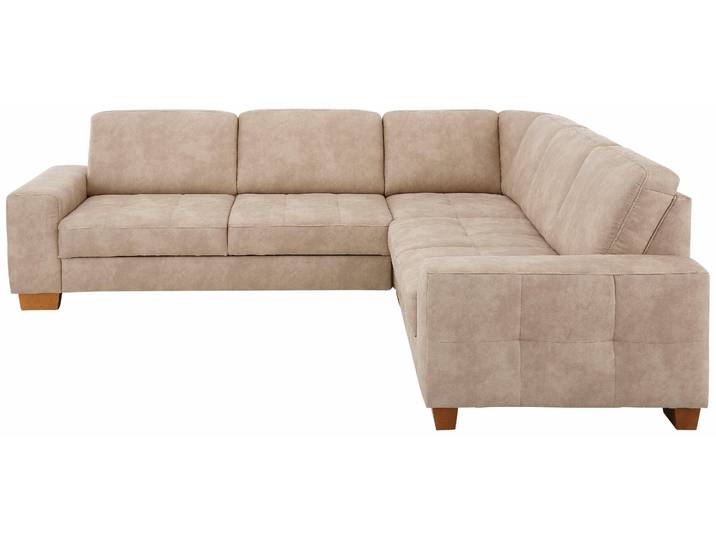 Ecksofa, Luxus-Microfaser, Beige, 276×271 cm, Sitztiefenverstellung, Klassisch, Home-affaire