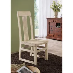 Stuhl Akazie 45x47x110 white stone getüncht  NATURE WHITE #122
