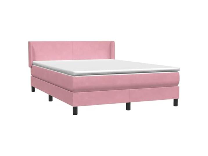 HMDNGOUT Boxspringbett 140x220 cm Samt Rosa mit Taschenfederkernmatratze, verstellbarem Kopfteil und Lattenrost