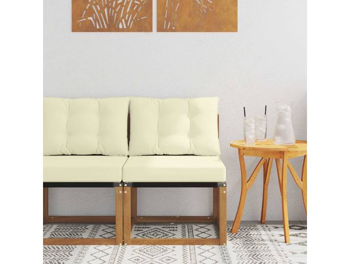 vidaXL Outdoor Mittelsofa Massivholz Akazie und Textilene Stoff Natur