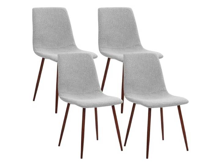 CangLong 4er-Set Esszimmerstühle, Retro-Polsterstühle für Küche und Esszimmer, Esszimmerstuhl aus modernem Gewebe mit Metallbeinen, Grau