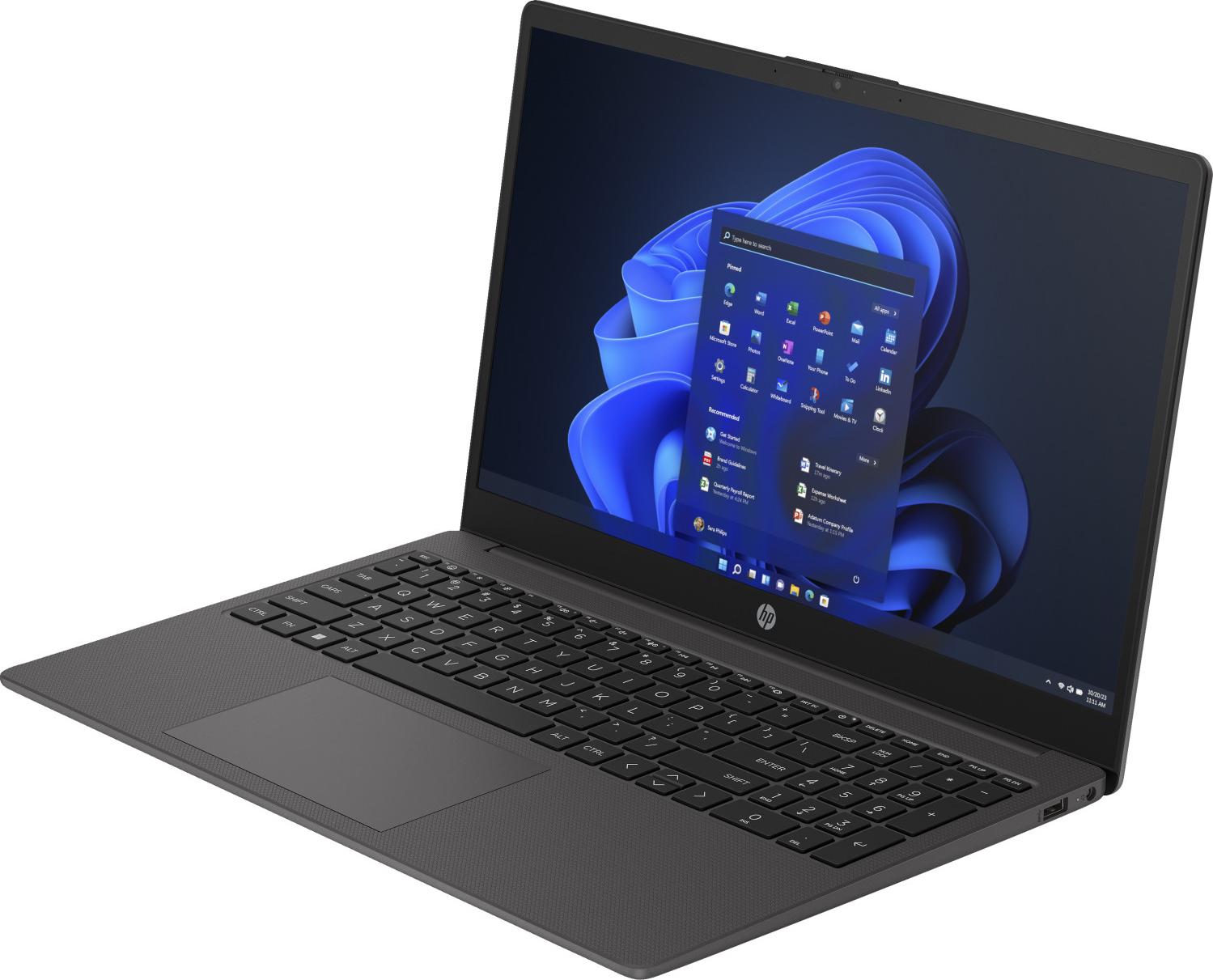 HP 250 G10 Laptop mit Intel Core i7 Prozessor (i7-1355U), 15,6-Zoll Full HD Display, 8 GB DDR4 Arbeitsspeicher, 256 GB SSD, Wi-Fi 6, Windows 11 Home, Farbe: Silber.