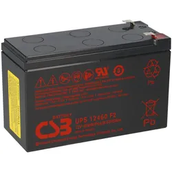 CSB UPS12460 Extreme High-Rate AGM Bleiakku 12V 9,3Ah 460 W Hochstromleistung gemäß Modell T2 / Faston 6,3 mm