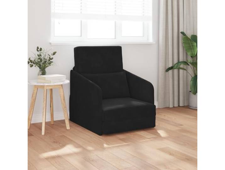 HEFZGDB Boden Sofa Bett 2-in-1 Schwarz 65x80x83 cm Samt Mehrfachnutzung Verstellbare Armlehnen Fleckenresistentes Material Kompakte Größe Wohnzimmer Möbel