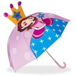 Relaxdays Kinderregenschirm mit 3D Motiv Gelb,Hellblau,Rosa