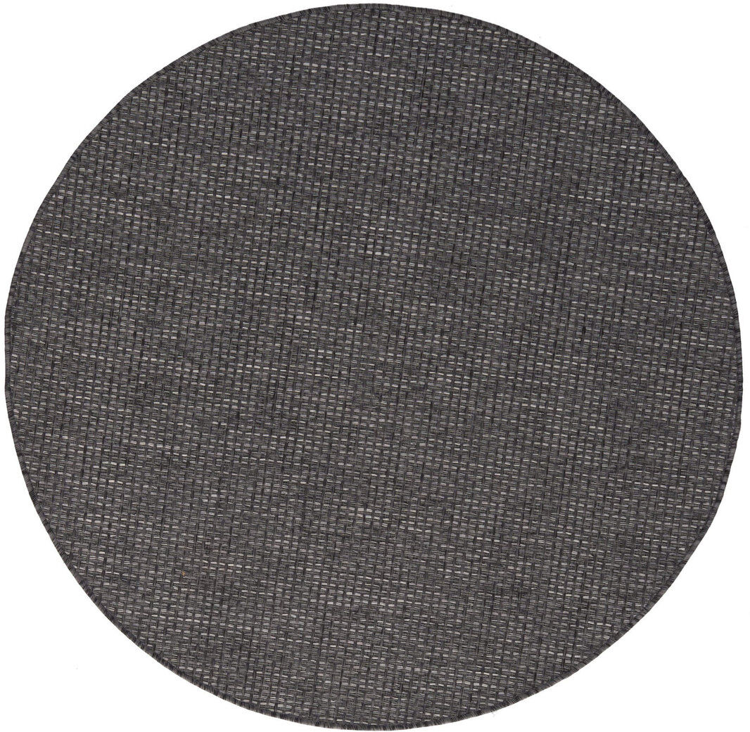 THE RUGS Magic Collection Solid Colour Indoor / Outdoor Area Rug Dark Grey Round 160 cm