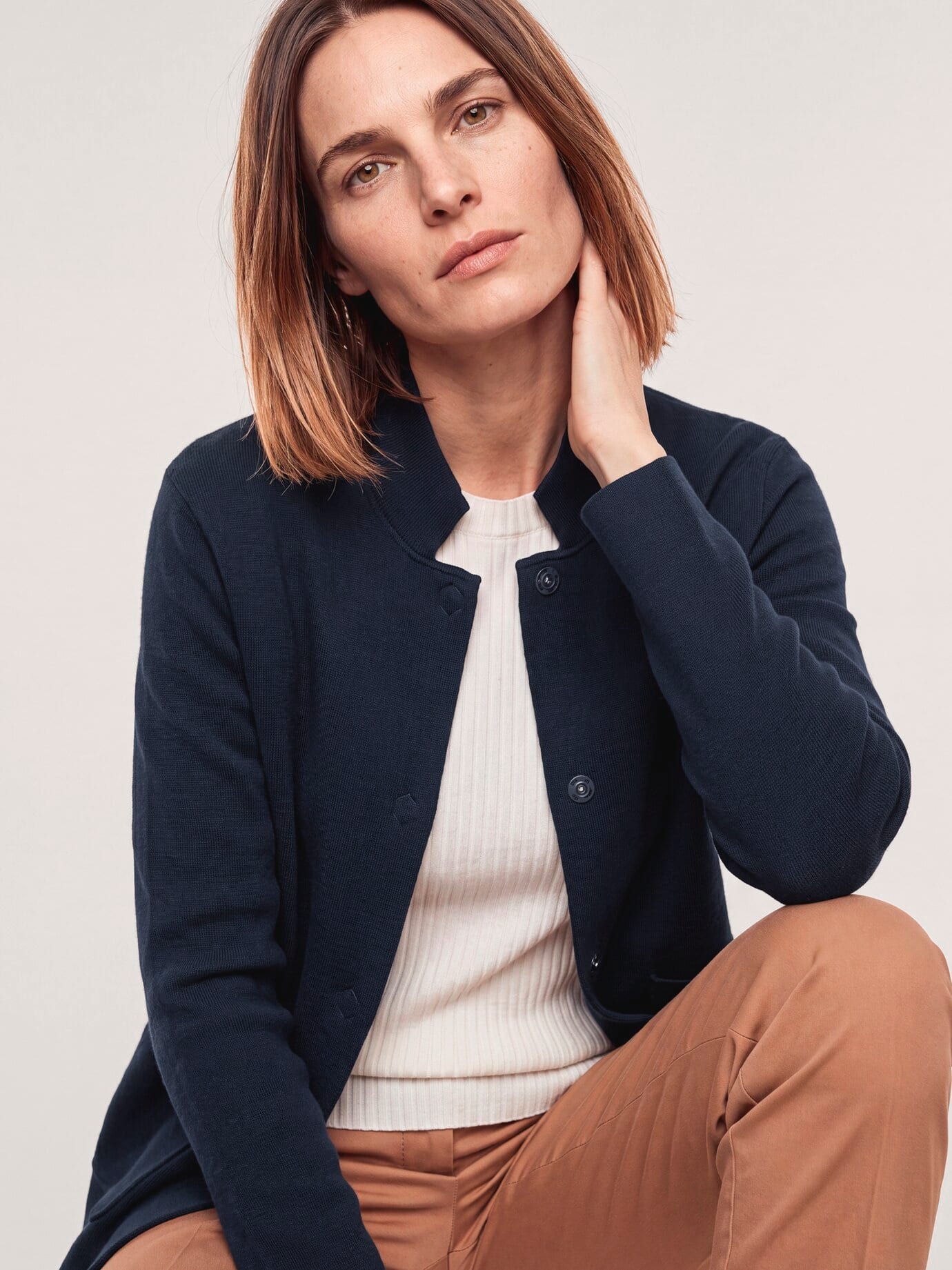 Walbusch Milano Strickjacke, normale Größen, Farbe Blau, 38, Milano-Strick cleanes Design Damen