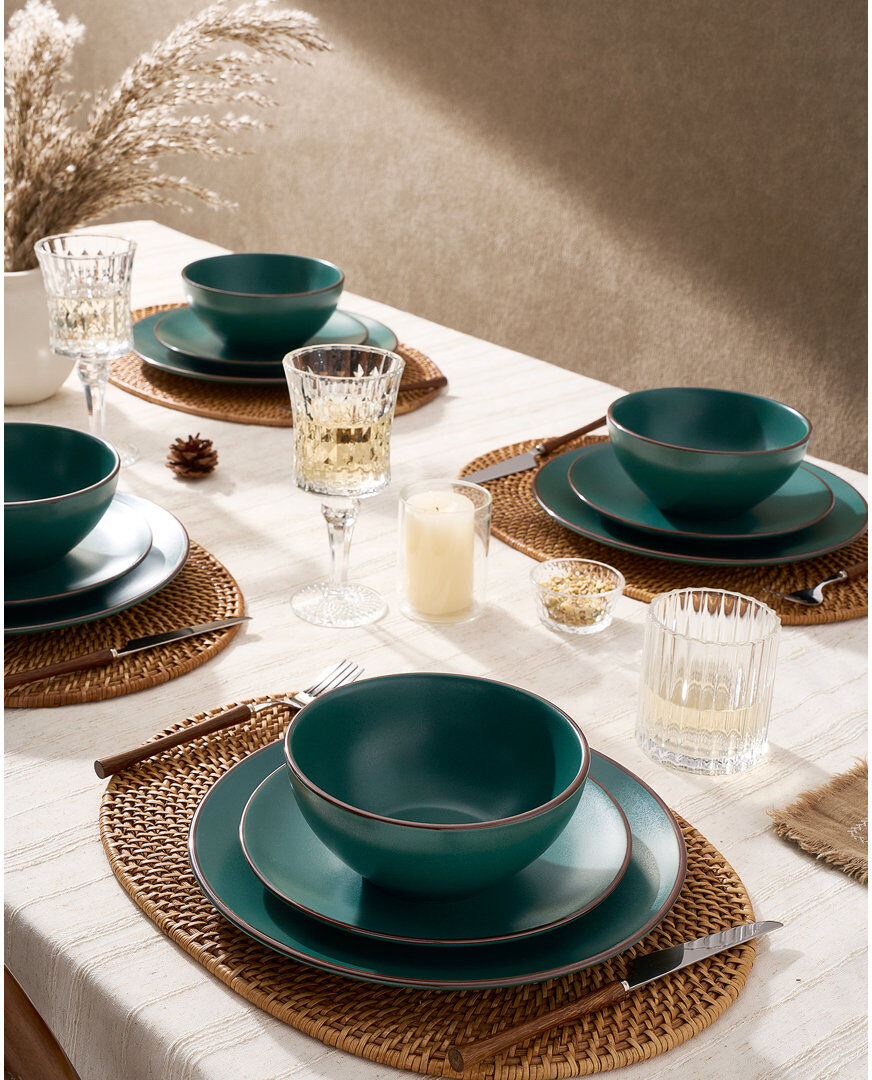 Latitude Run Stoneware Dinnerware Set Piece - Service for 6 Dark Green