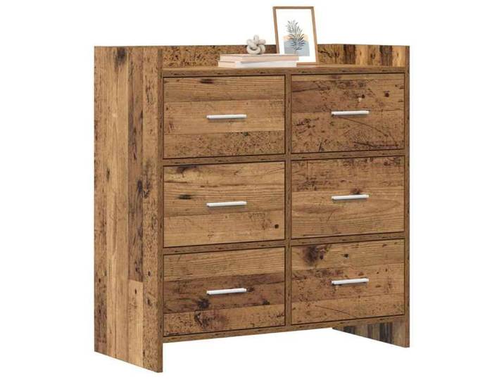 (ON SALE)Buffet - - Bahut - Bois d'ingénierie - Bois ancien - 6 tiroirs - 75 x 33 x 80 cm @FR61874