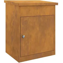 DELUKE Paketbox KILI mit Speicher Rostig 47,5x38x59 cm Cortenstahl | Paketkasten Paketbox für Zuhause Kasten für Pakete