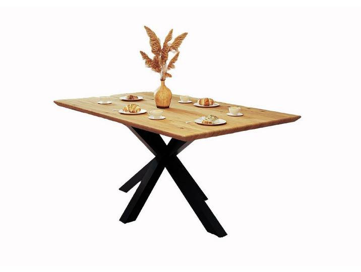 Natur24 Esstisch Swiss Cant Adao Esstisch Wildeiche 190x100 cm Tisch Massiv X-Gestell