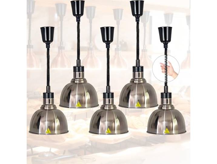 VFDZ Wärmelampe Küche Gastro, 250W Wärmelampe Gastronomie für Speisen 19/25 cm Speisenwärmer Lampe für Buffet, Hängende Lebensmittel Wärmelampe Küche für Essen Höhenverstellbar