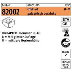 Lindapter, Zubehör Befestigungstechnik, Klemmen R 82002 GTW 40 MM 24 / 12,0 galvanisch verzinkt