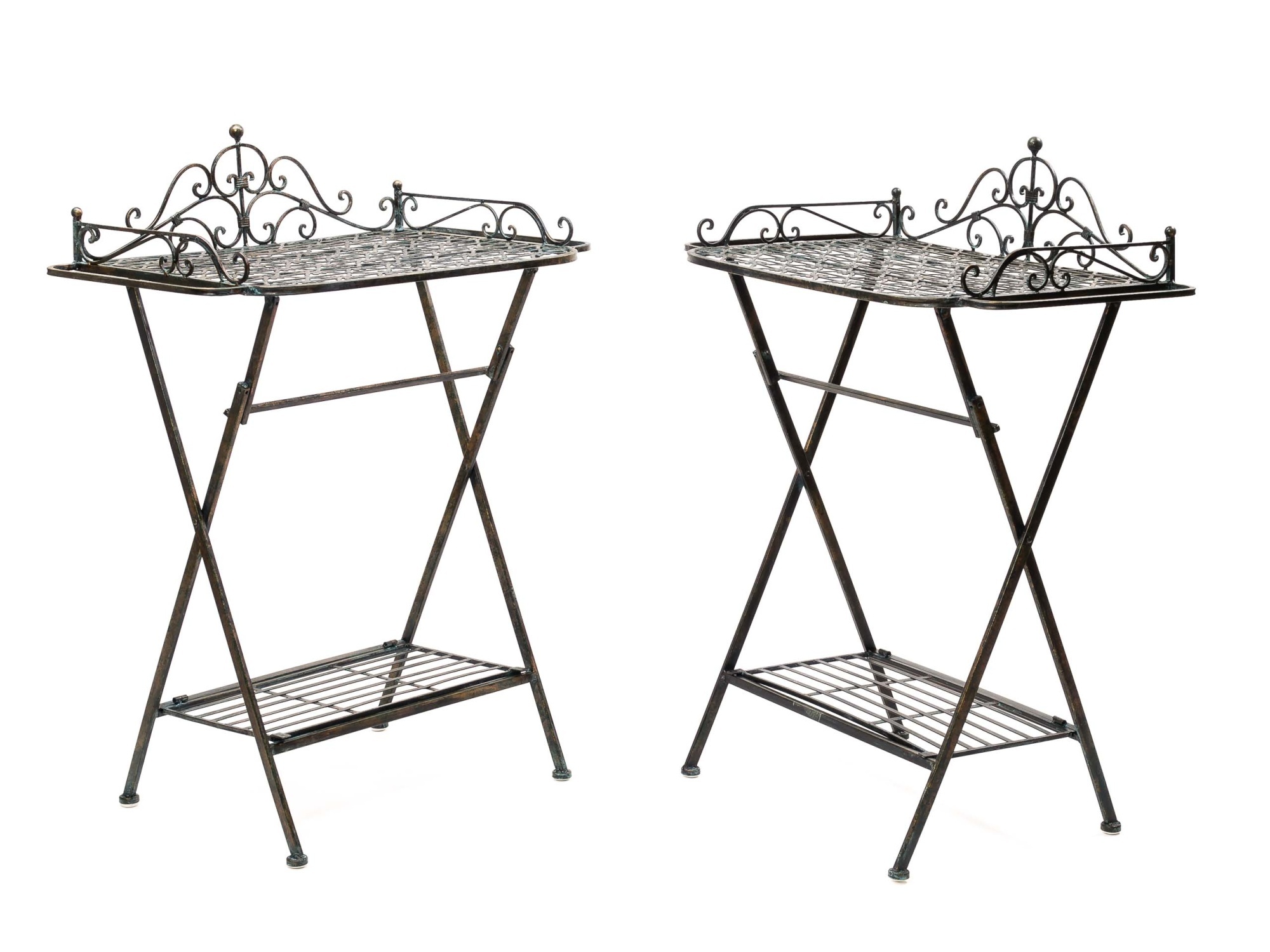 2x Butlers tray Serviertisch Gartentisch Eisen Garten Klapptisch Tisch garden