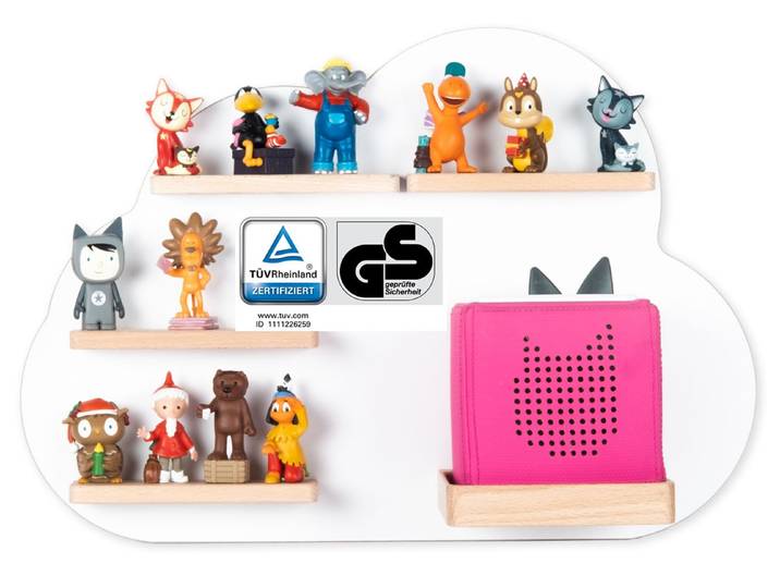 Wandregal BOARTI Regal Holz Wolke Kinder Toniebox Tonies Figuren , weiß, B:48cm T:19cm, Regale, Wandregal