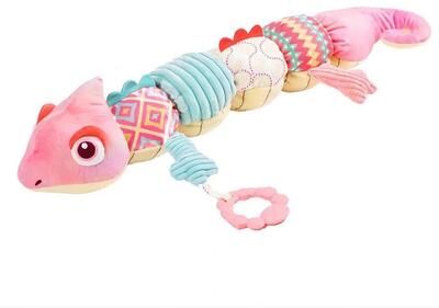 Uplifted Finds Musical Stuffed Animal Tummy Time Toy With Ruler Design pink Chameleon