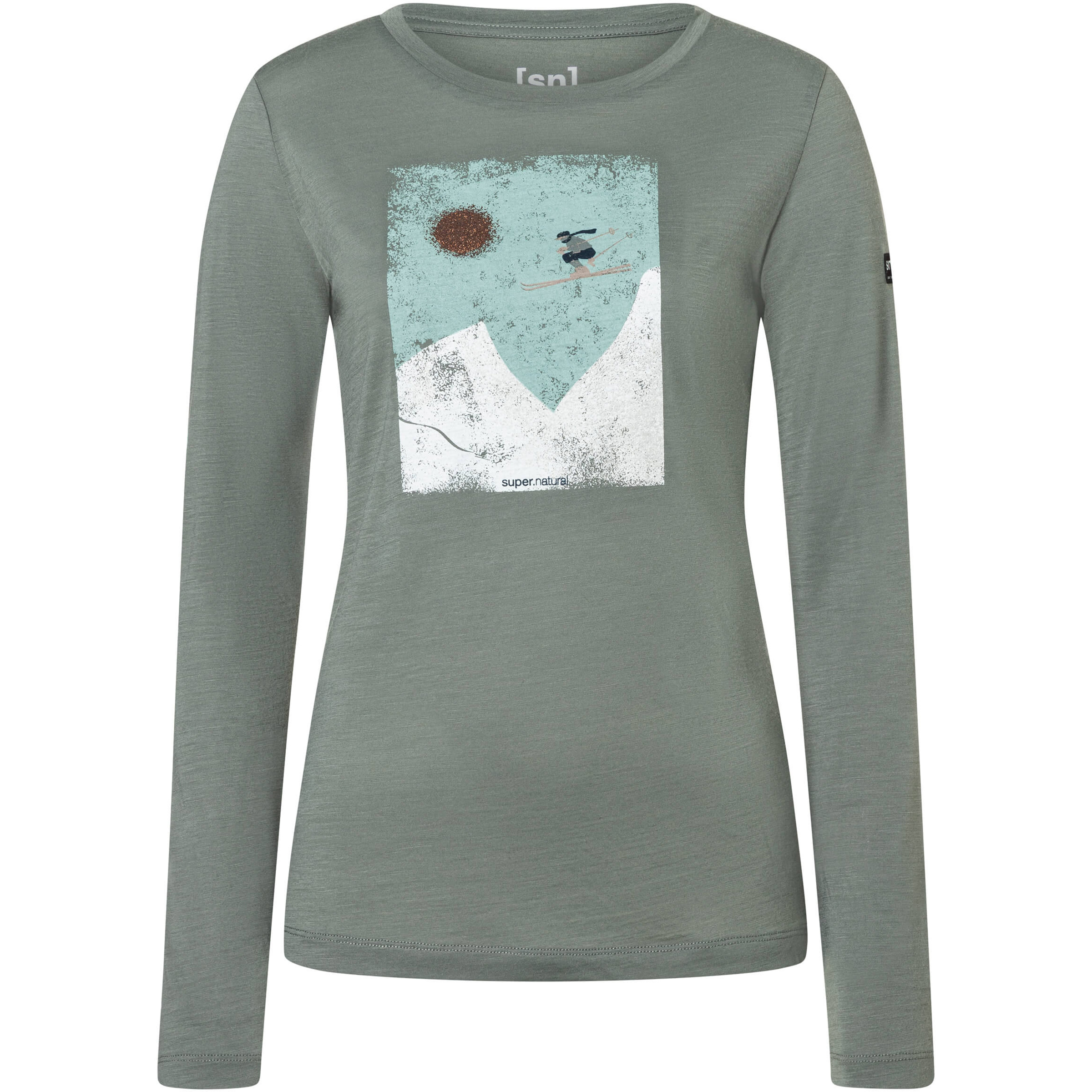 Super.Natural Ski Jump Damen Longsleeves Merino oliv Größe S Hautfreundlich Merinowolle