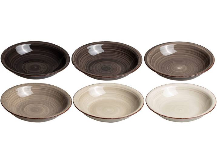 Cookinglife Diepe Borden Delice Grijs - Set van 6 ø 21 cm - Aardewerk - Vaatwasser- en Magnetronbestendig