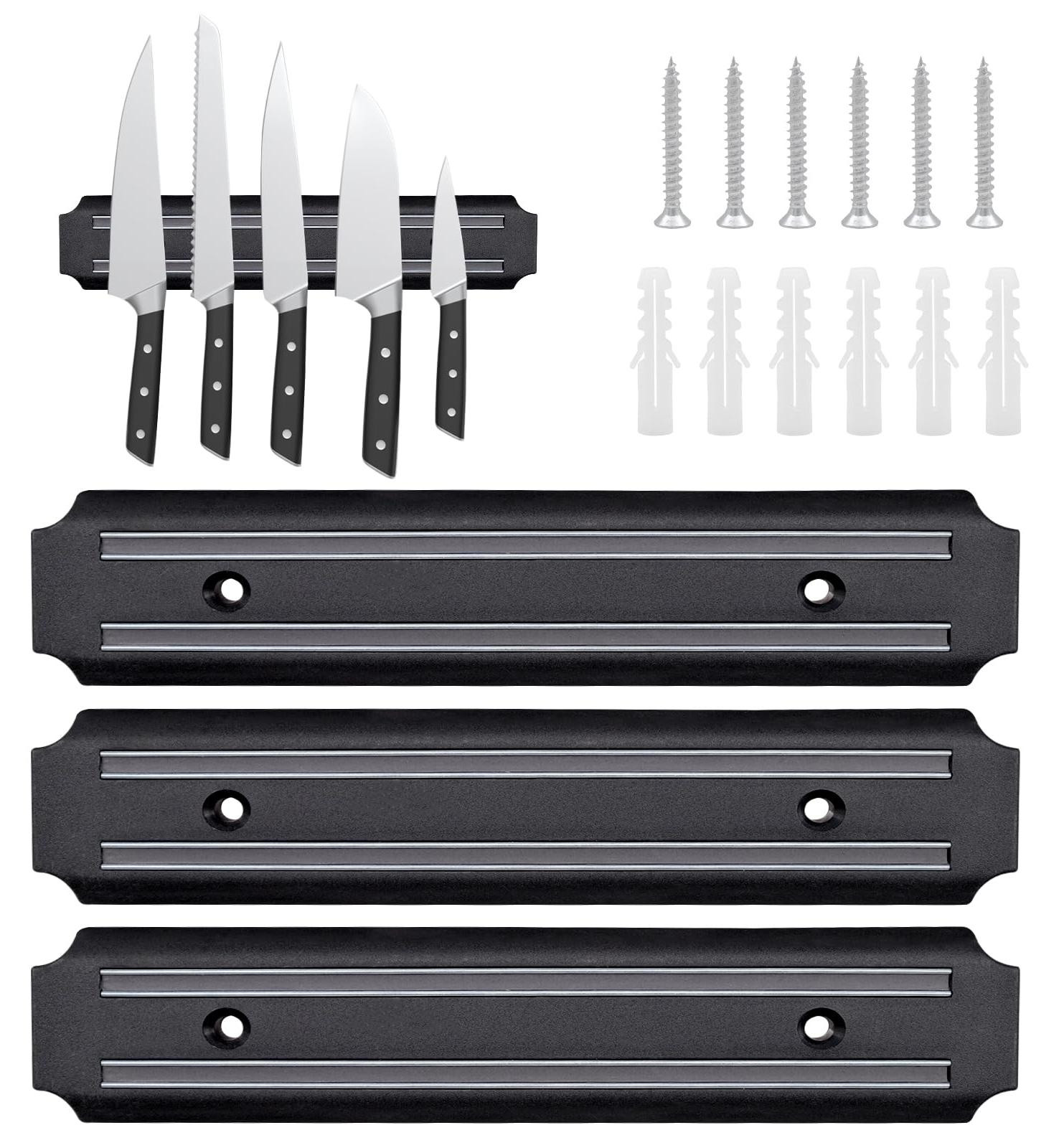 Dripio Magnetische messenhouder set van 3 zwart roestvrij staal 19 cm