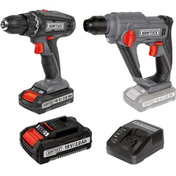 Kraftixx by Einhell 18V Set Akkuschrauber Bohrhammer 2,0 Ah Akku & Ladegerät