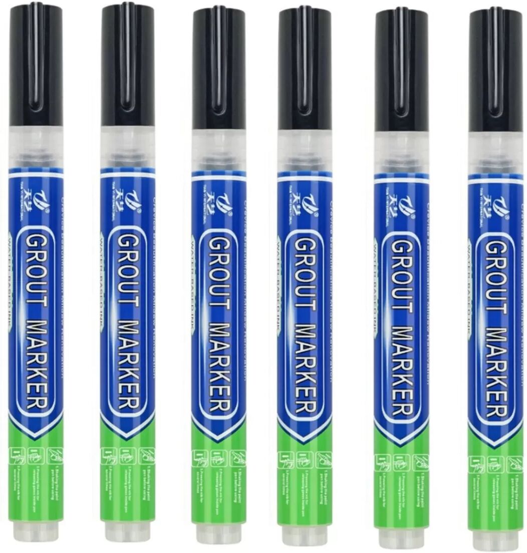 INF Fliesen Fugenstift 6er-Pack: Wasserdichter Fugenreparaturstift für Fliesenrestaurierung Schwarz