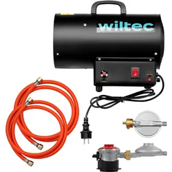 Wiltec Gasheizgebläse 15kW Heizkanone 30W Gasdruckminderer Spanien 700mbar, Heizlüfter, Schwarz