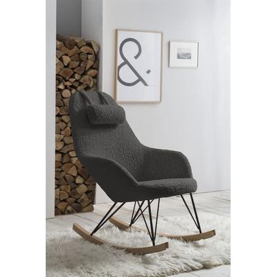 Schaukelsessel SALESFEVER "Komfortabler Schaukelstuhl zum Entspannen", grau, B:67cm H:107cm T:105cm, 100% Polyester, Metall, Sessel, Schaukelsessel, Exklusiver Bezug in edler Teddyfell-Optik