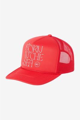 O'Neill s Born In The Sea Trucker Hat in Lava Red, Polyester