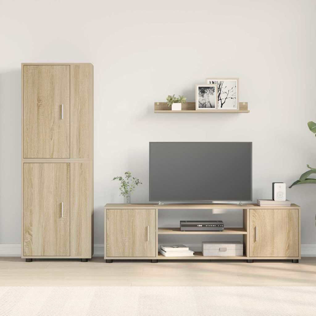 Latitude Run 4 Piece TV Cabinet Set 4 Pcs Engineered Wood Sonoma Oak 88"