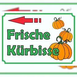 HB-Druck Verkaufsschild Schild Kürbis zu verkaufen  Pfeil nach links A4 (210x297mm)