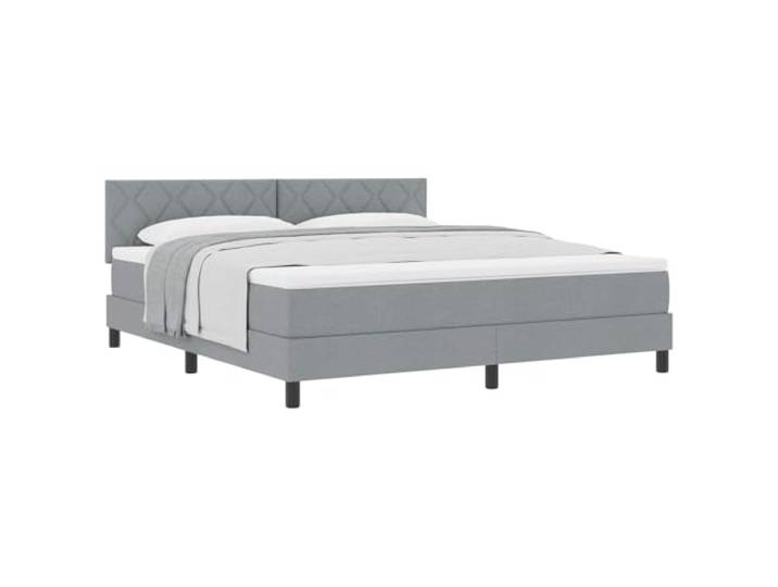 KTHLBRH Boxspringbett Boxspringbett hellgrau 180 x 200 cm Stoff Kopfteil in zwei Höhen verstellbar, Holz, massives Kiefernholz, mittlere Härte, modernes Zimmer