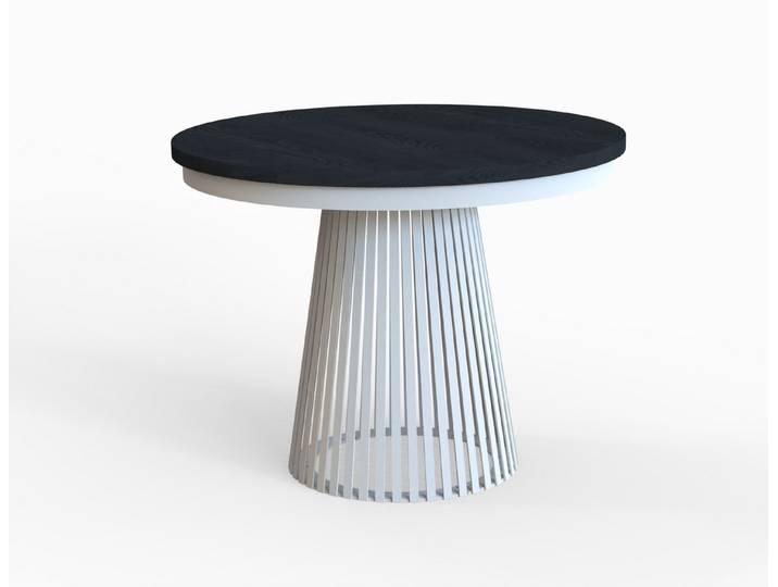 Design Möbel Wohnzimmertisch LAMELL Runder Esstisch ausziehbar 100–180 / 120–200 cm, Metallgestell