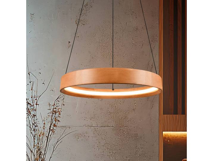 Trio Lighting Hängelampe Lynwood, dimmbar, Holz hell, für Wohn- / Esszimmer, Holz