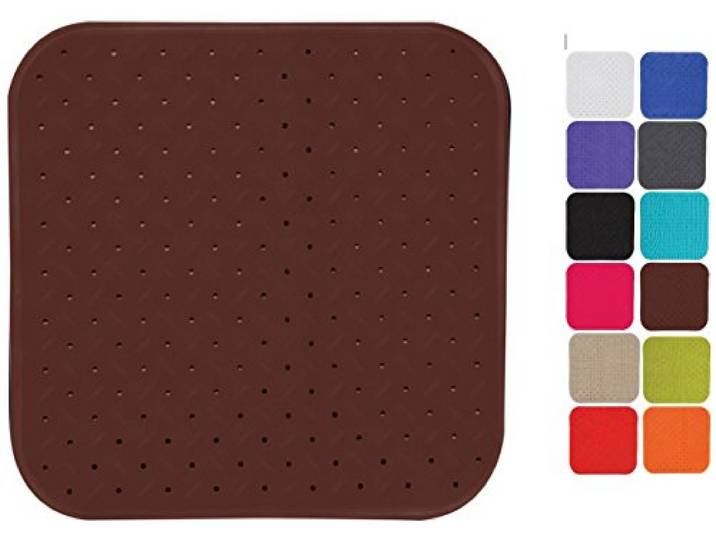 MSV Premium Douchemat, badmat, badmat, badmat, antibacterieel, antislip met zuignappen, bruin, ruikt naar rozen, ca. 54 x 54 cm, wasbaar op 60 graden