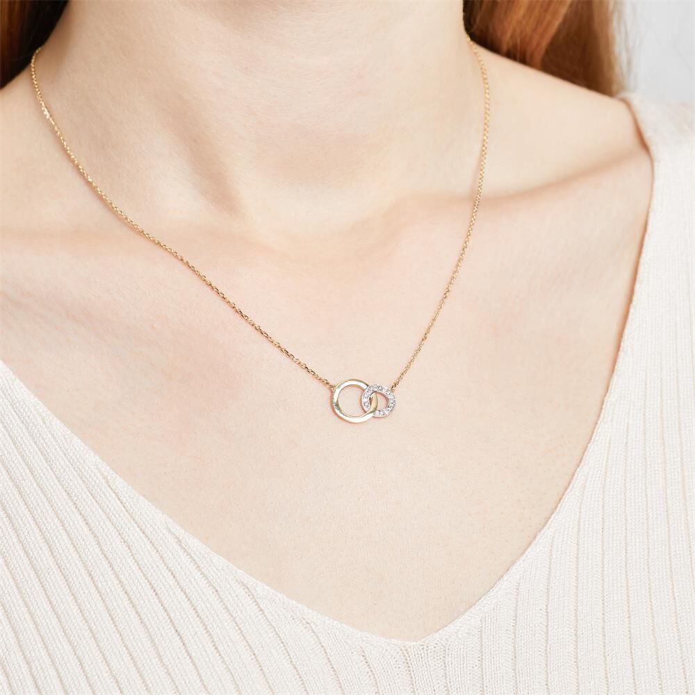 Unique Kette Kreise aus 585er Gold Diamanten silber-gold